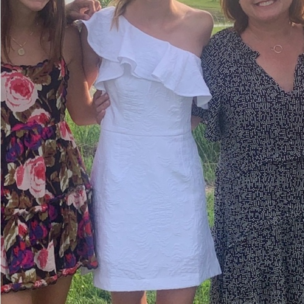 Lily Pulitzer White Ruffled One-Shoulder Dress